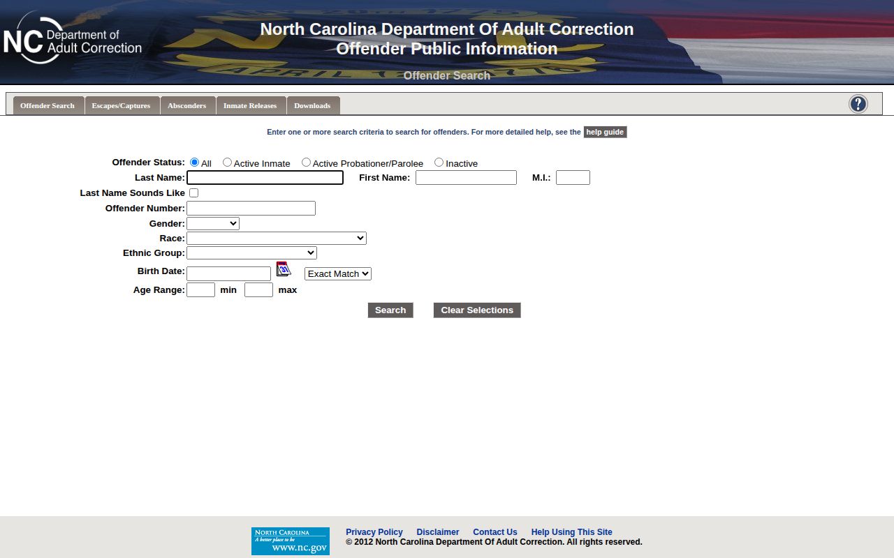 North Carolina state custody search for a person arrested in Macon County